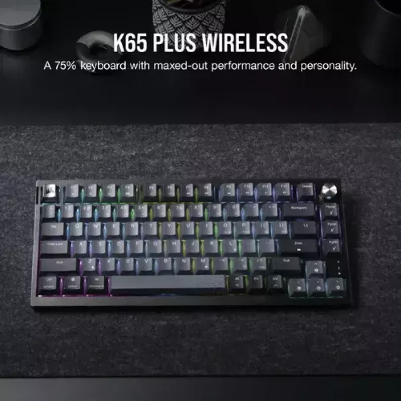 Mehaniskā spēļu tastatūra Corsair K65 PLUS WIRELESS RGB Wireless USB Melns