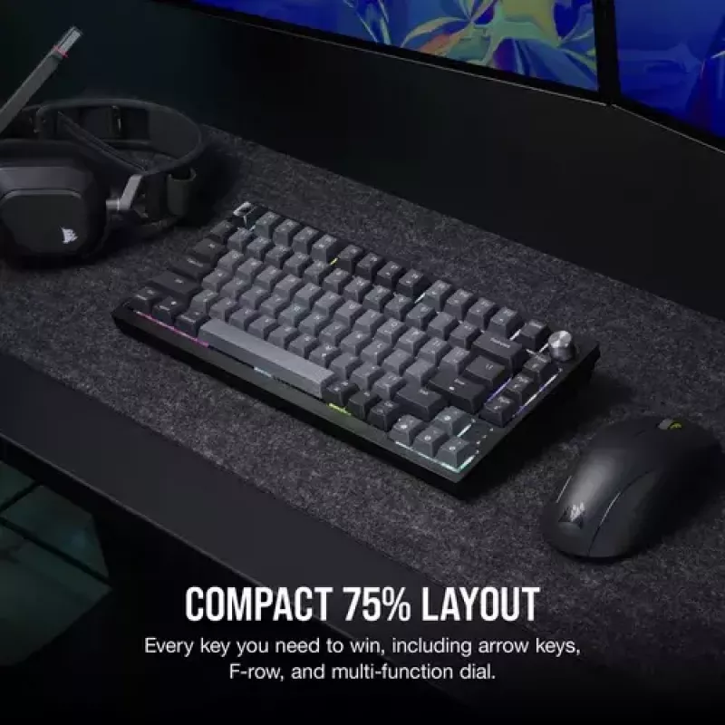 Mehaniskā spēļu tastatūra Corsair K65 PLUS WIRELESS RGB Wireless USB Melns