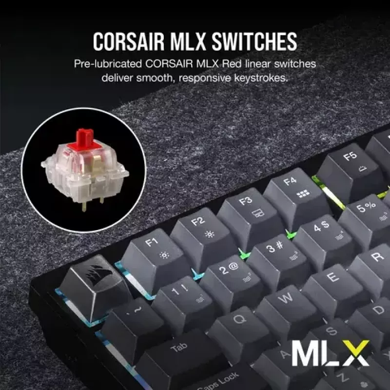 Mehaniskā spēļu tastatūra Corsair K65 PLUS WIRELESS RGB Wireless USB Melns