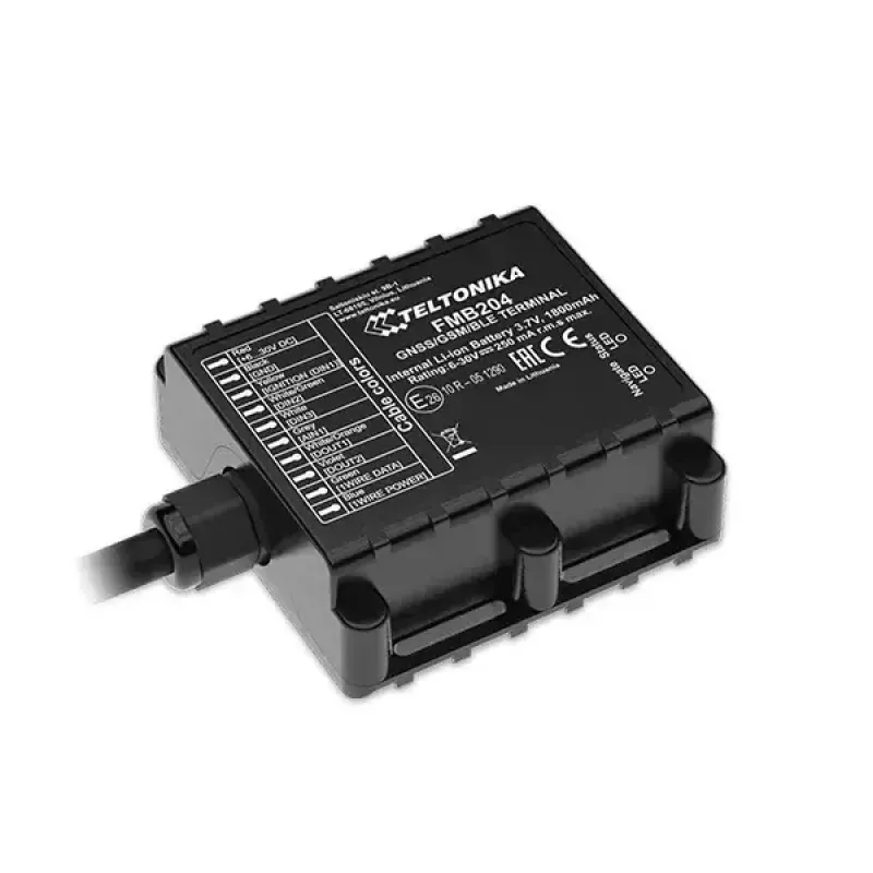 GPS izsekotājs Teltonika FMB204 universāls melns viena SIM 1800 mAh