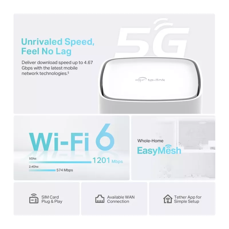 TP-Link Archer NX210 bezvadu maršrutētājs Gigabit Ethernet Dual-band (2.4 GHz / 5 GHz) 5G Balts