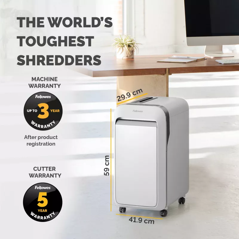 Fellowes LX sērijas papīra smalcinātājs LX221 20 lokšņu mikro griezuma smalcinātājs ar 30 litru izvelkamo tvertni, augstākās drošības P5, balts