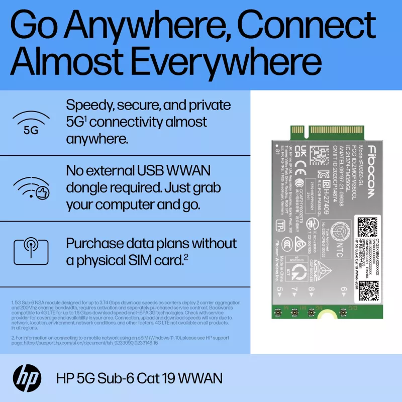 HP 5G Sub-6 Cat 19 WWAN saskarnes kartes/adapteris
