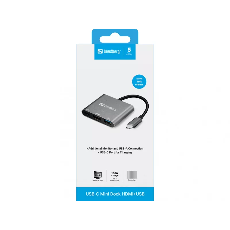 Sandberg USB-C Mini dokstacija HDMI+USB