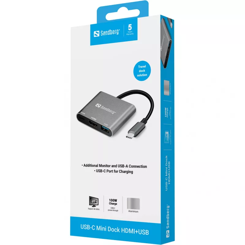 Sandberg USB-C Mini dokstacija HDMI+USB