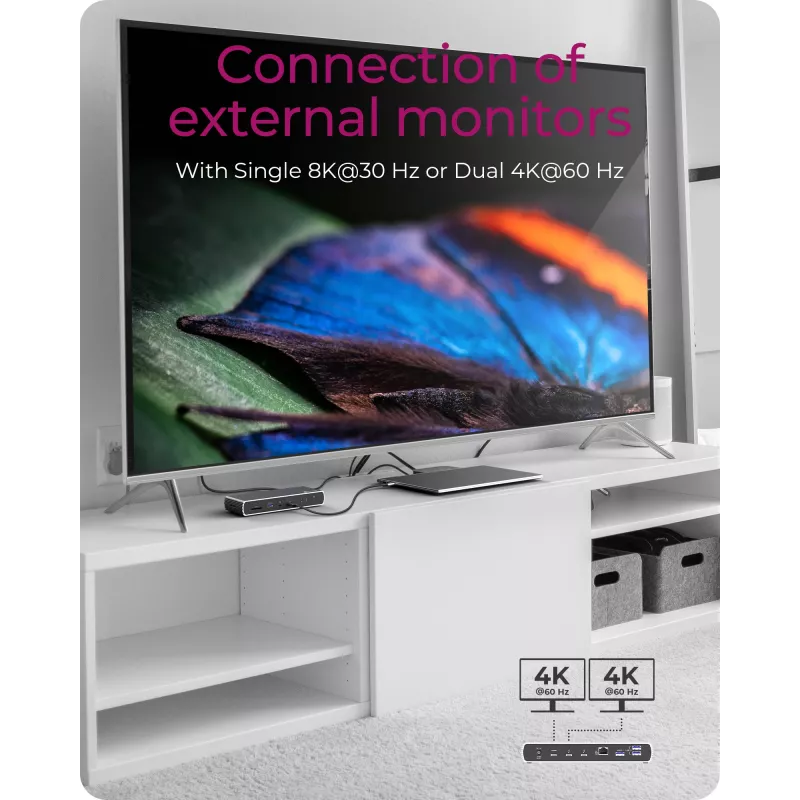 ICY BOX IB-DK8801-TB4 vadu Thunderbolt 4 antracīta, melna