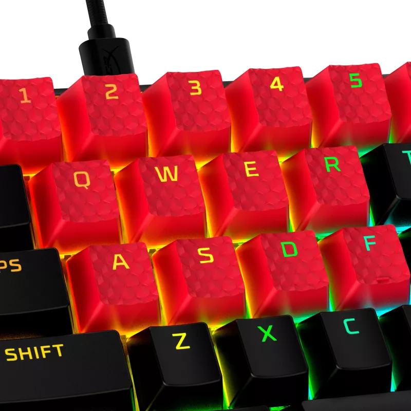 HyperX gumijas taustiņu uzgaļi – spēļu piederumu komplekts – sarkani (US izkārtojums)