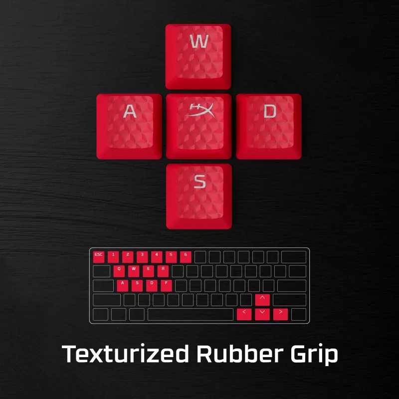 HyperX gumijas taustiņu uzgaļi – spēļu piederumu komplekts – sarkani (US izkārtojums)
