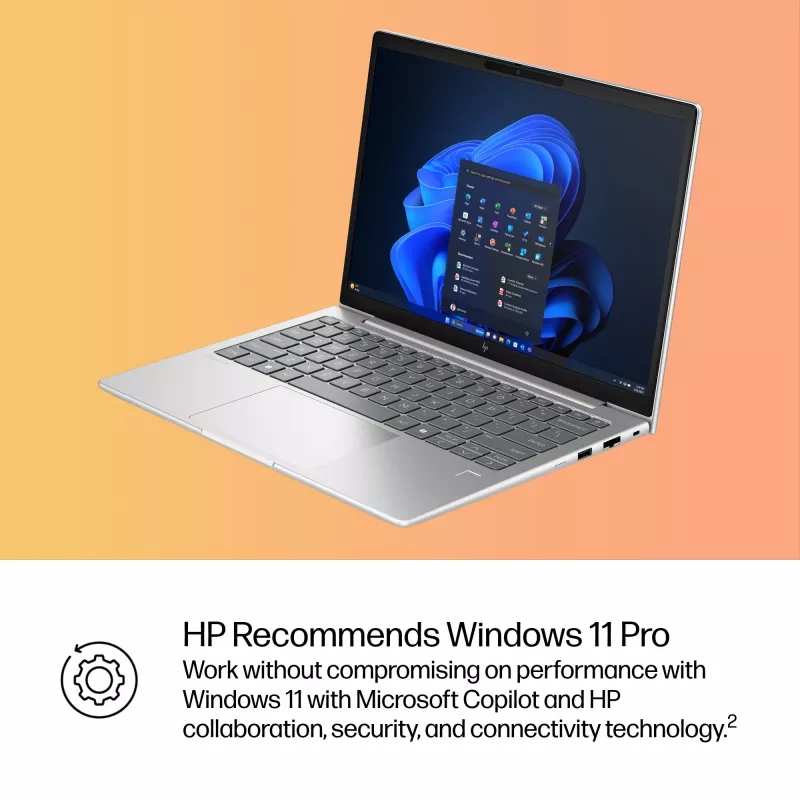 HP EliteBook 6 G1i Intel Core Ultra 5 225U klēpjdators 33,8 cm (13,3 collu) WUXGA 16 GB DDR5-SDRAM Wi-Fi 7 (802.11be) Windows 11 Pro AI PC Sudrabs