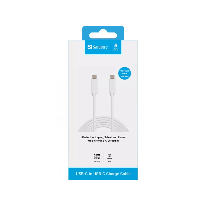 USB-C uzlādes kabelis Sandberg 136-17 2M 65W