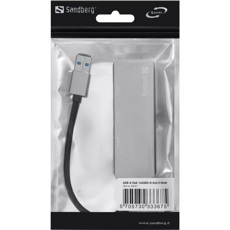 Sandberg USB-A centrmezgls 1xUSB3.0+3x2.0 SAVER