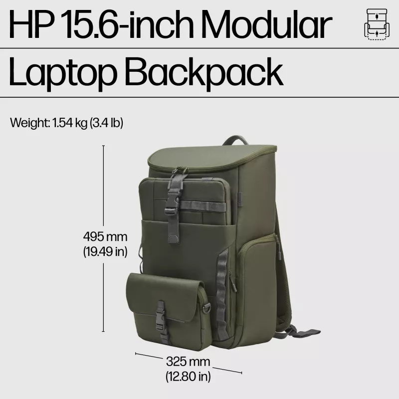 Mugursoma HP 15,6 collu modulārā klēpjdatora mugursoma Maksimālais ekrāna izmērs 39,6 cm Svars 1,54 kg