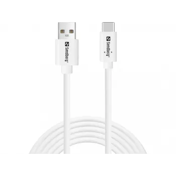 Kabelis Sandberg USB-C > USB-A 2.0 2M SAVER Balts
