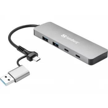 Sandberg USB-C/A uz 2xUSB-A+2xUSB-C centrmezgls