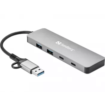 Sandberg USB-C/A uz 2xUSB-A+2xUSB-C centrmezgls