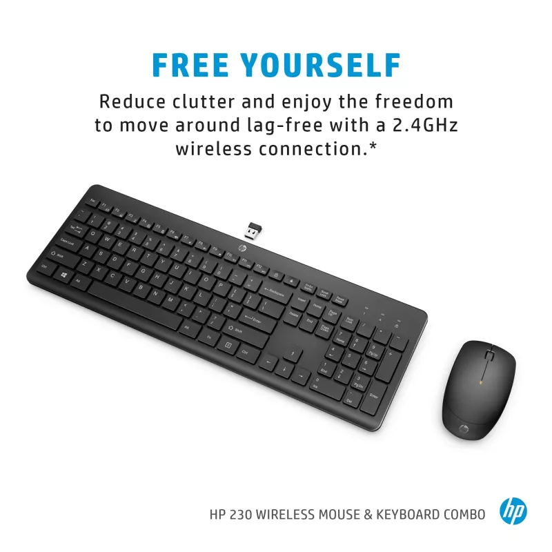 Bezvadu peles un tastatūras komplekts HP 230 Pilnizmēra Melns
