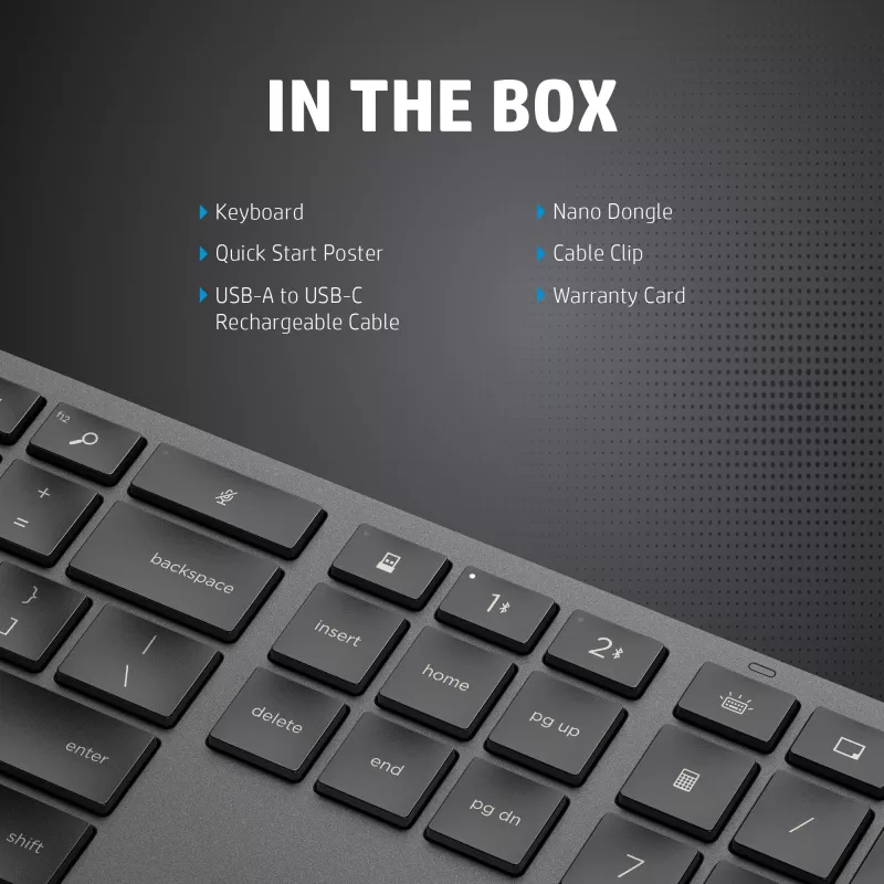 HP 975 divrežīmu bezvadu tastatūra pilna izmēra mehāniskā QWERTY