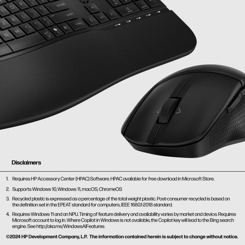 HP 685 Comfort Dual-Mode tastatūras un peles komplekts, pilna izmēra, bezvadu Bluetooth