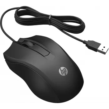 HP vadu pele 100, piemērota abām rokām, optiska, USB Type-A, 1600 DPI, melna