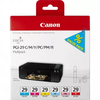 Canon PGI-29 C/M/Y/PC/PM/R 6 tintes kasetņu vairāku iepakojums