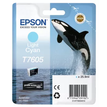 Epson T7605 Gaiši ciāna, Gaiši ciāna, pigmenta tinte, 25,9 ml, 1 gab.