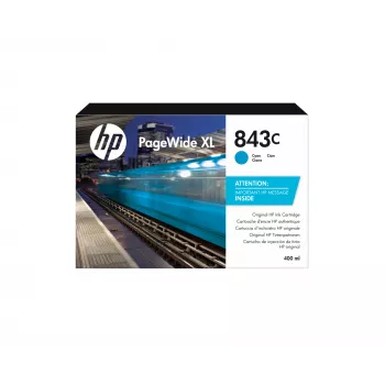 HP 843C 400 ml ciāna PageWide XL tintes kasetne, ciāna, 1 gab.