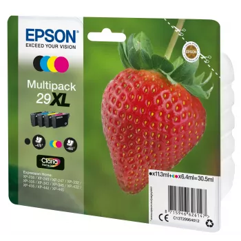 Epson Strawberry Multipack 4-colours 29XL Claria Home Ink, Melns, ciāna, fuksīna, dzeltena, 11.3 ml, 6.4 ml, 1 gab., 470 lapas, Multi pack