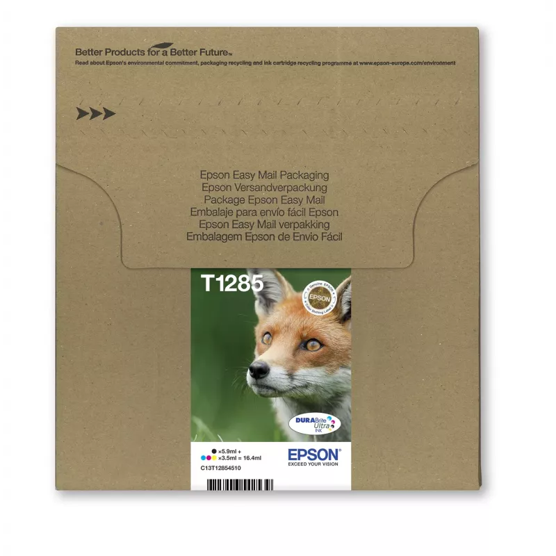 Inkjet multipack tintes kasetnes Epson Fox T128 EasyMail — 4 colours (Melns 5.9 ml; ciāna/fuksīna/dzeltena 3.5 ml)