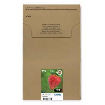 Epson Strawberry Multipack 4-krāsu 29 EasyMail, standarta ietilpība, melna, ciāna, fuksīna, dzeltena, 5,3 ml, 3,2 ml, 1 gab., daudzkrāsu iepakojums