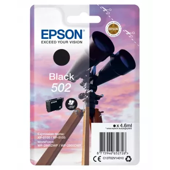 Epson Singlepack Melns 502 tinte, standarta ietilpība, melna, uz pigmenta bāzes, 4,6 ml, 1 gab., 210 lapas