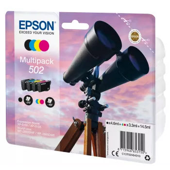 Epson Multipack 4-colours 502 Ink, Standard Yield, Melns, ciāna, fuksīna, dzeltena, 4.6 ml, 3.3 ml, 1 gab., 210 lapas