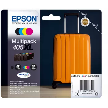 Epson 405XL tintes kasetne, 1 gab., oriģināla, liela (XL) ietilpība, melna, ciāna, fuksīna, dzeltena