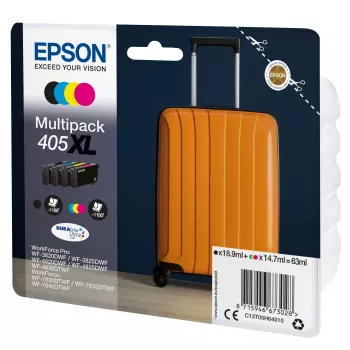 Epson 405XL tintes kasetne, 1 gab., oriģināla, liela (XL) ietilpība, melna, ciāna, fuksīna, dzeltena