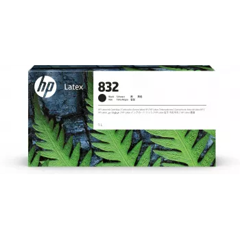 HP 832 1 litra melna lateksa tintes kasetne, HP Latex 700, 700 W, 800, 800 W printeri, termiskā tintes strūkla, melna, Ķīna, ASV, Singapūra, 243 mm, 64 mm