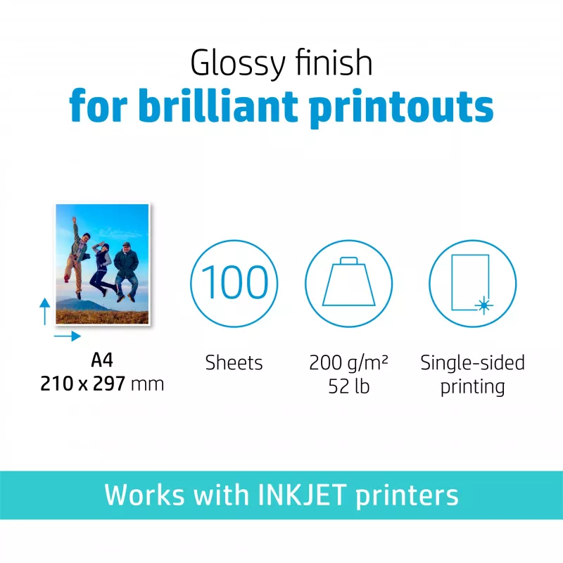 HP Everyday Photo Paper Glossy 200 g/m2 A4 (210 x 297 mm) 100 loksnes