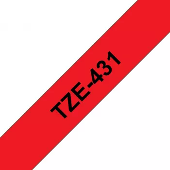 Brother TZE-431 etiķešu lente, melns uz sarkana