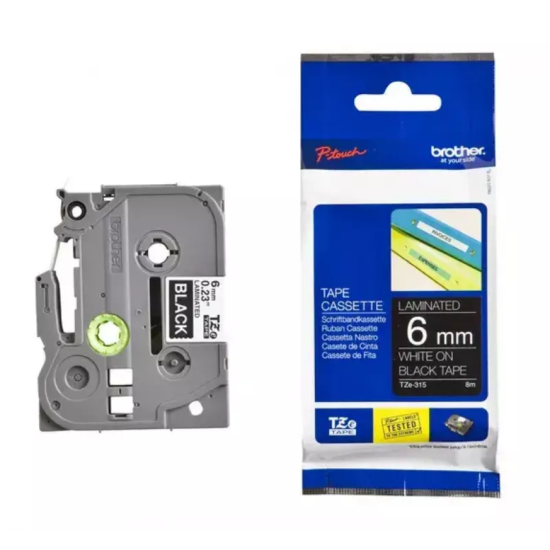 Marķēšanas lente Brother TZe315 6 mm Balts uz melna