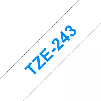 Brother TZE-243 līmējamo etiķešu lente Zila uz balta