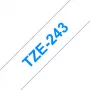 Brother TZE-243 līmējamo etiķešu lente Zila uz balta