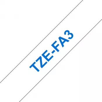 Brother TZE-FA3 etiķešu lente zila uz balta