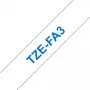 Brother TZE-FA3 etiķešu lente zila uz balta