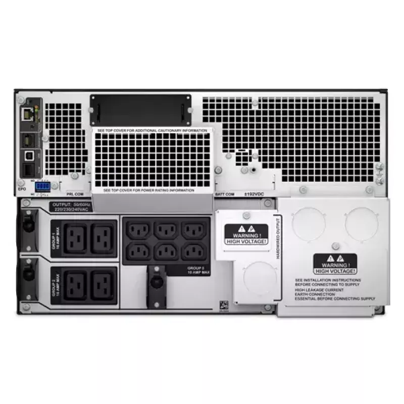 APC Smart-UPS On-Line SRT8KRMXLI - 8kW/VA, 6x C13 + 4x C19 + cietvadu 1 fāzes izeja, montējams statīvā, iebūvēts NMC