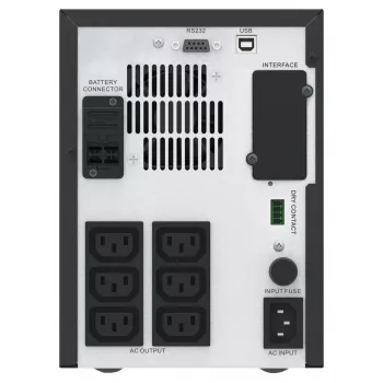 APC Easy UPS 1 Ph Line Interactive, 1000VA, Tornis, 230V, 6 IEC C13 kontaktligzdas, AVR, sauss kontakts, LCD, bez tīkla kartes atbalsta