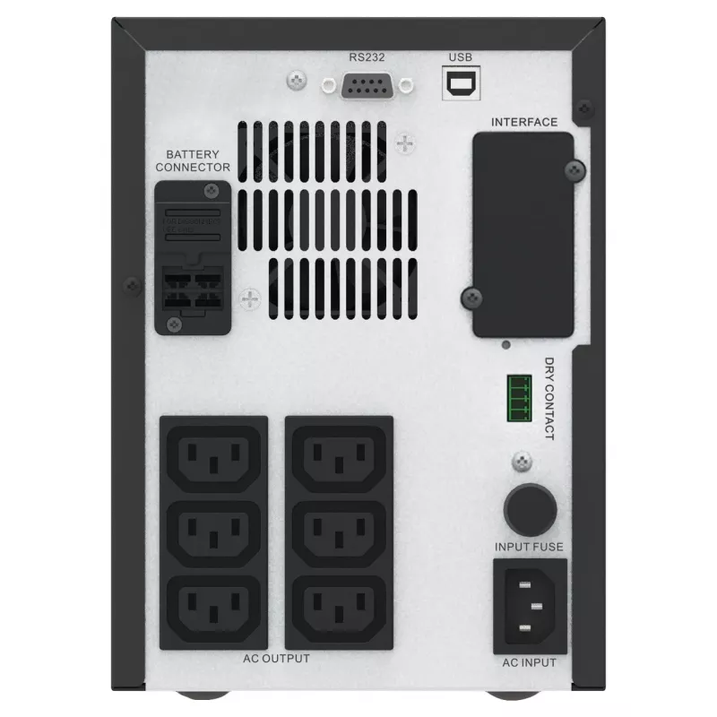 APC Easy UPS 1 Ph Line Interactive, 1000VA, Tornis, 230V, 6 IEC C13 kontaktligzdas, AVR, sauss kontakts, LCD, bez tīkla kartes atbalsta