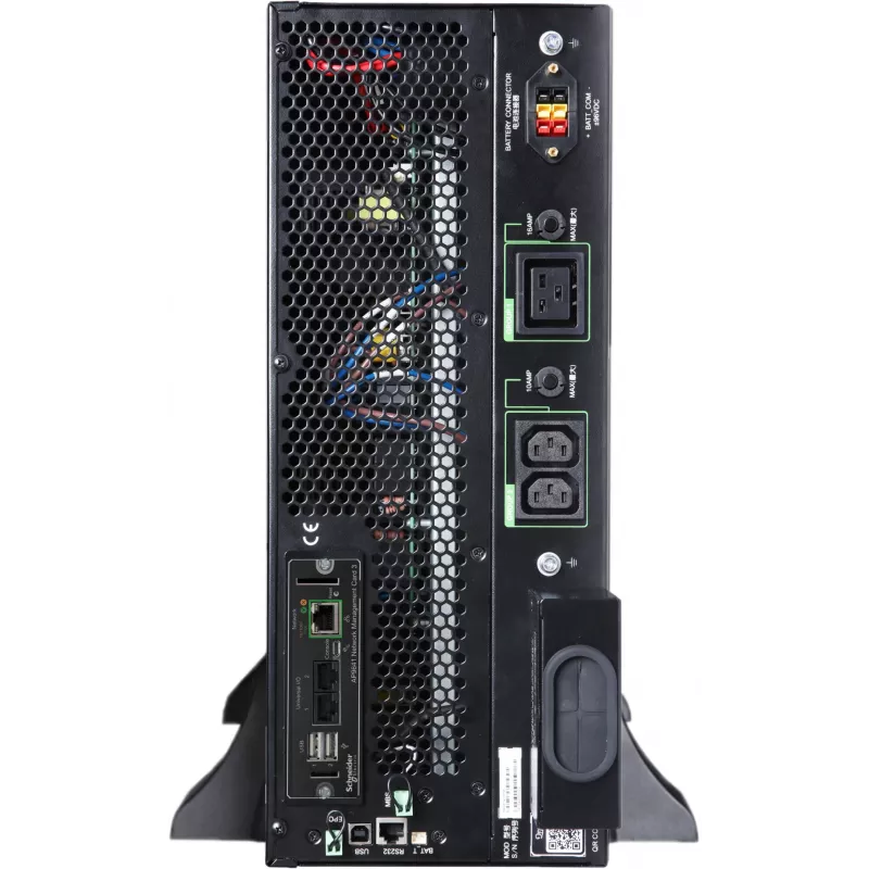 APC Smart-UPS On-Line, 5kVA/5kW, Rack/Tower, 230V, 2x IEC C13+1x IEC C19+Hard wire 3-wire (H+N+E) outlets, tīkls Card, W/O rail kit