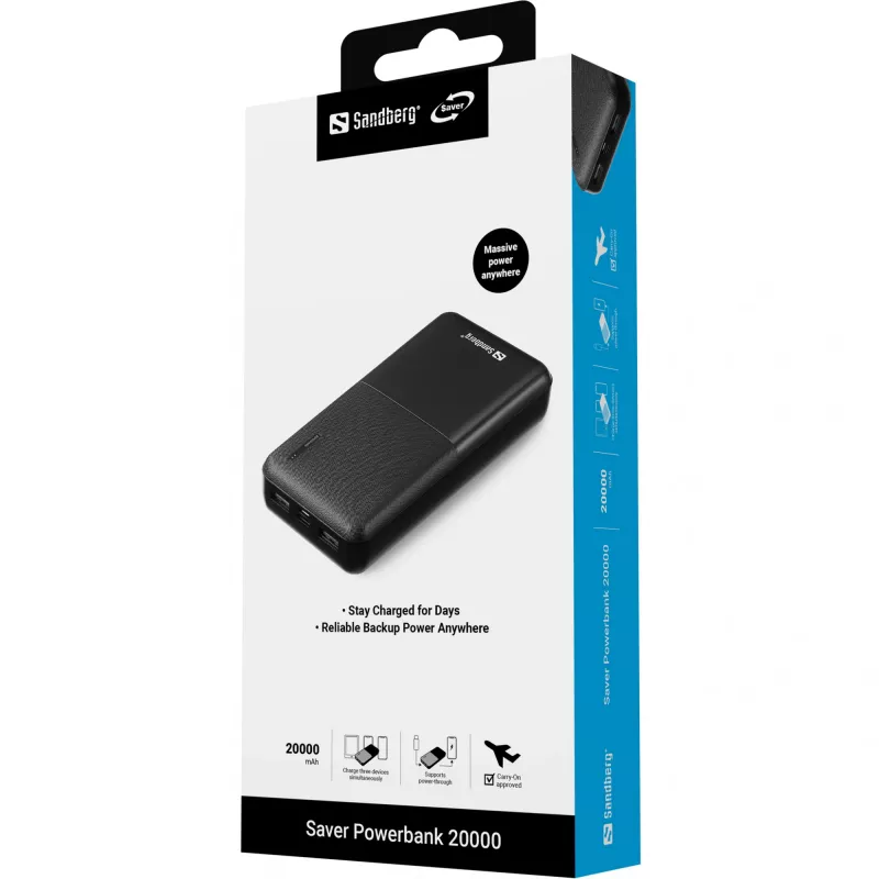 Portable Power Bank Sandberg Saver Powerbank 20000, 20000 mAh