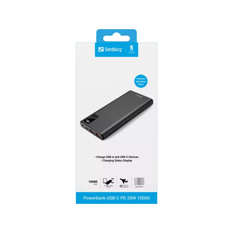Pārnēsājams akumulators Sandberg Powerbank USB-C PD 20W 10000, 10000 mAh