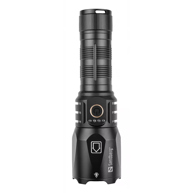 Sandberg Survivor Torch Powerbank 5000, rokas lukturis, melns, alumīnijs, IPX4, -30 - 40 °C, FCC, RoHS, UKCA, CE