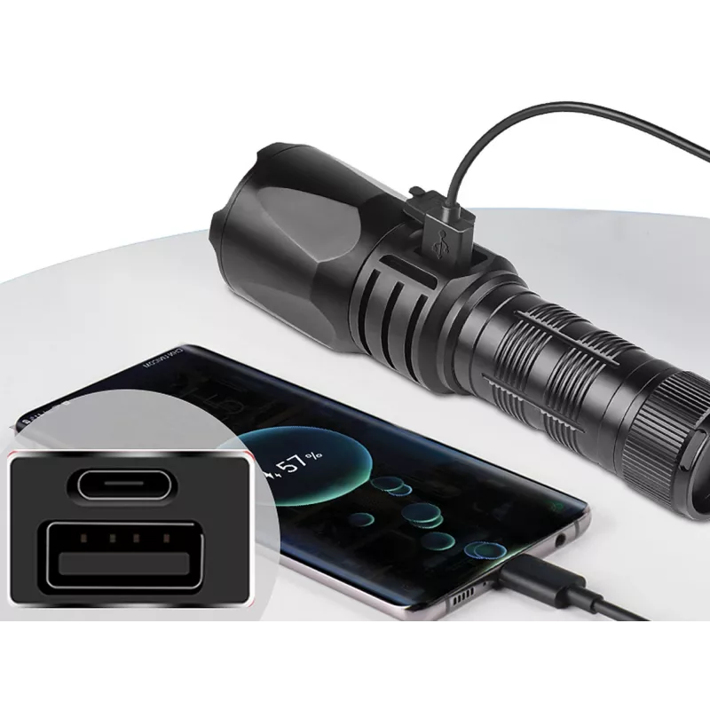 Sandberg Survivor Torch Powerbank 5000, rokas lukturis, melns, alumīnijs, IPX4, -30 - 40 °C, FCC, RoHS, UKCA, CE