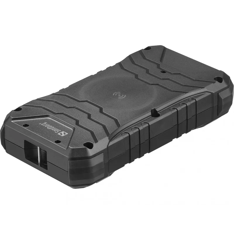 Sandberg Survivor Powerbank 20000 PD30W, 20000 mAh, Bezvadu uzlāde, Melns